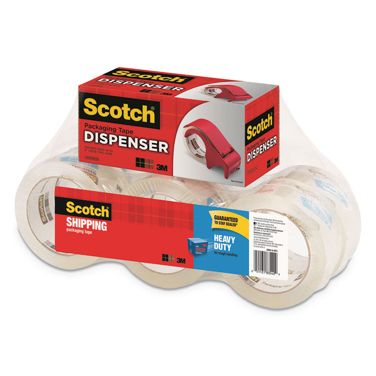 Scotch® 3850 Heavy-Duty Packaging Tape with DP300 Dispenser, 3" Core, 1.88" x 54.6 yds, Clear, 6/Pack (MMM38506DP3)