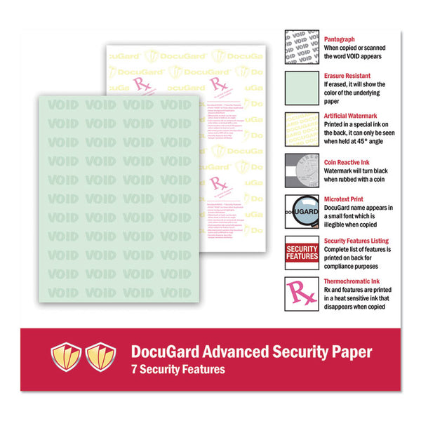 DocuGard™ Medical Security Papers, 24 lb Bond Weight, 8.5 x 11, Green, 500/Ream (PRB04542) Pack of 500