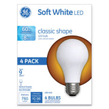 GE Classic LED Soft White Non-Dim A19 Light Bulb, 8 W, 4/Pack (GEL99190)