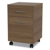 Linea Italia® Urban Mobile File Pedestal, Left or Right, 2-Drawers: Box/File, Legal/A4, Natural Walnut, 16" x 15.25" x 23.75" (LITUR610NW)