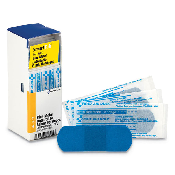First Aid Only™ Refill for SmartCompliance General Cabinet, Blue Metal Detectable Bandages,1 x 3, 25/Box (FAOFAE3010)