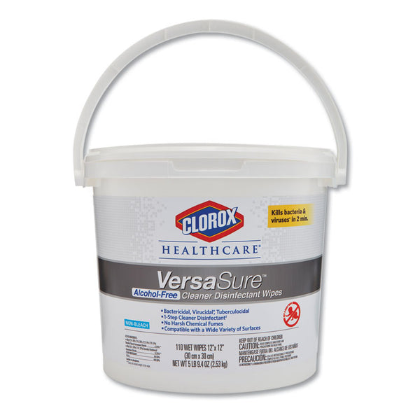 Clorox Healthcare® VersaSure Cleaner Disinfectant Wipes, 1-Ply, 12 x 12, Fragranced, White, 110/Bucket (CLO31759EA)