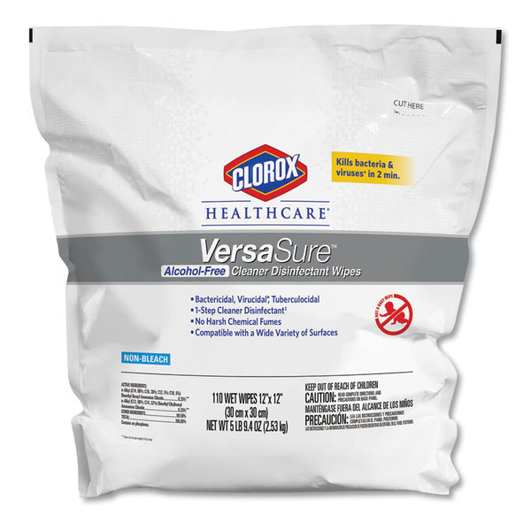 Clorox Healthcare® VersaSure Cleaner Disinfectant Wipes, 1-Ply, 12 x 12, Fragranced, White, 110/Pouch (CLO31761EA)