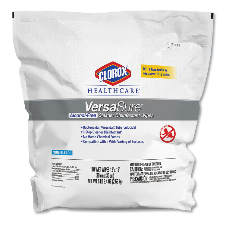 Clorox Healthcare® VersaSure Cleaner Disinfectant Wipes, 1-Ply, 12 x 12, Fragranced, White, 110/Pouch (CLO31761EA) Each