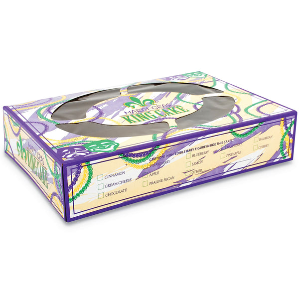 Mardi Gras King Cake Window Boxes, 14 x 10 x 3, Green/Purple/White, Paper, 100/Carton (SCH2487) Case of 100