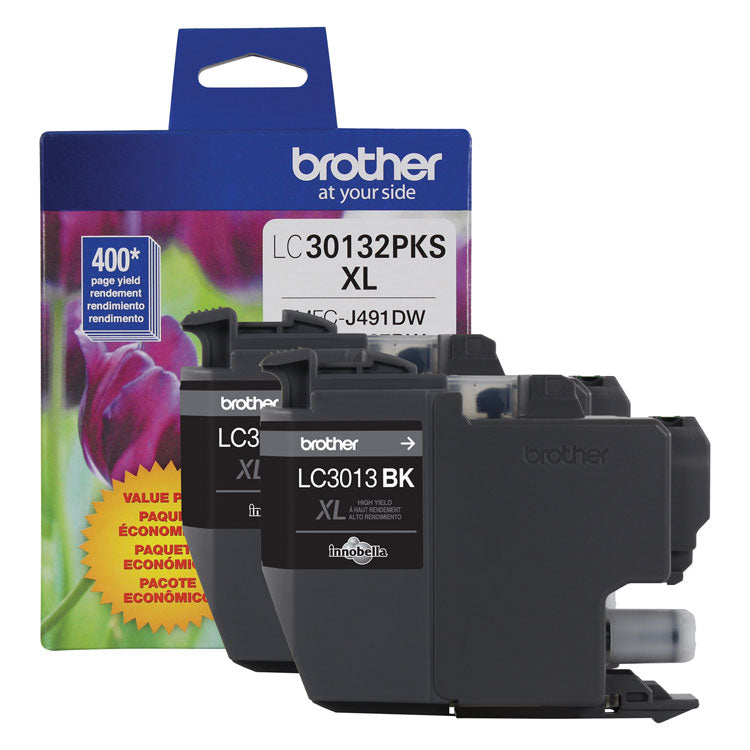 Brother LC30132PKS High-Yield Ink, 400 Page-Yield, Black, 2/Pack (BRTLC30132PKS)