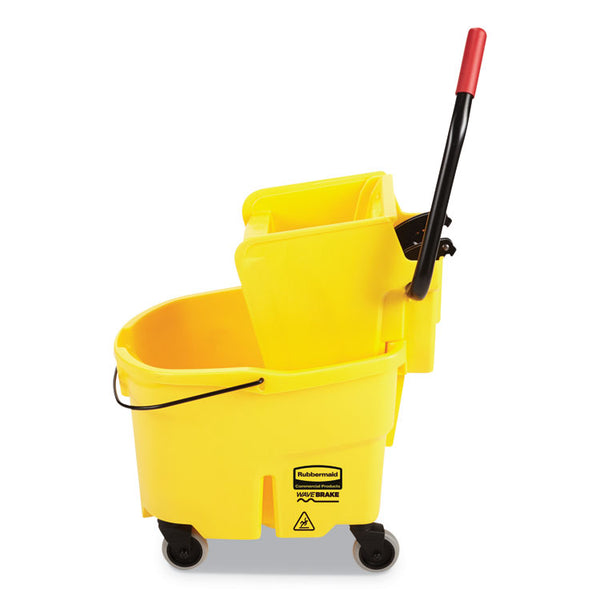 Rubbermaid® Commercial WaveBrake 2.0 Bucket/Wringer Combos, Side-Press, 26 qt, Plastic, Yellow (RCPFG748000YEL)