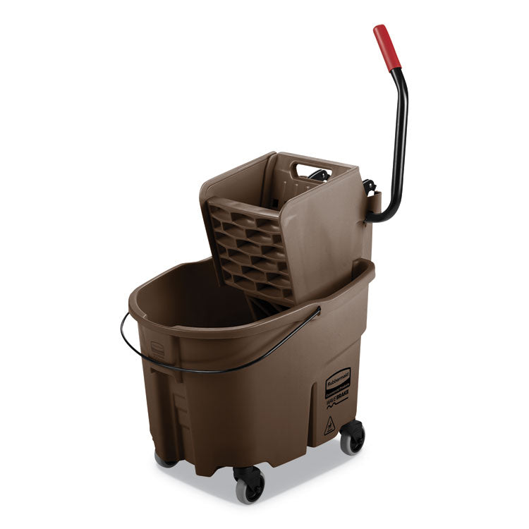 Rubbermaid® Commercial WaveBrake 2.0 Bucket/Wringer Combos, Side-Press, 35 qt, Plastic, Brown (RCPFG758088BRN)