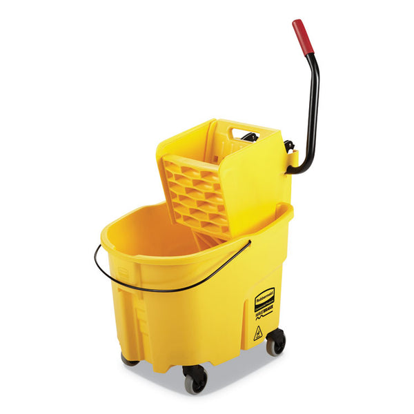 Rubbermaid® Commercial WaveBrake 2.0 Bucket/Wringer Combos, Side-Press, 35 qt, Plastic, Yellow (RCPFG758088YEL)