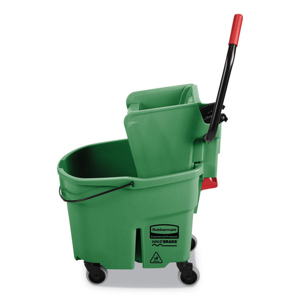 Rubbermaid® Commercial WaveBrake 2.0 Bucket/Wringer Combos, Side-Press, 35 qt, Plastic, Green (RCPFG758888GRN)