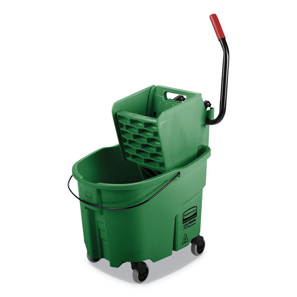 Rubbermaid® Commercial WaveBrake 2.0 Bucket/Wringer Combos, Side-Press, 35 qt, Plastic, Green (RCPFG758888GRN)