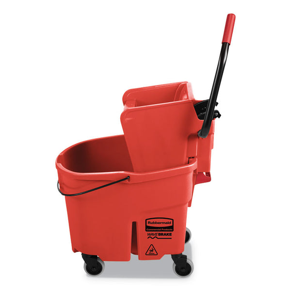 Rubbermaid® Commercial WaveBrake 2.0 Bucket/Wringer Combos, Side-Press, 35 qt, Plastic, Red (RCPFG758888RED) Each