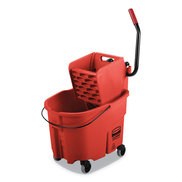 Rubbermaid® Commercial WaveBrake 2.0 Bucket/Wringer Combos, Side-Press, 35 qt, Plastic, Red (RCPFG758888RED)