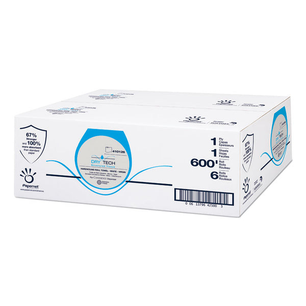 Papernet® Dry Tech Paper Towel, 1-Ply, 7.5" x 600 ft, White, 6 Rolls/Carton (SOD410126)