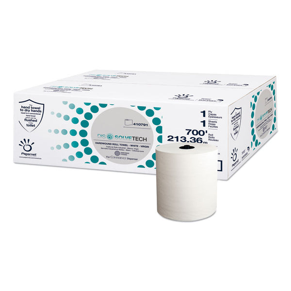 Papernet® DissolveTech Paper Towel, 1-Ply, 7.5" x 700 ft, White, 6 Rolls/Carton (SOD410791)