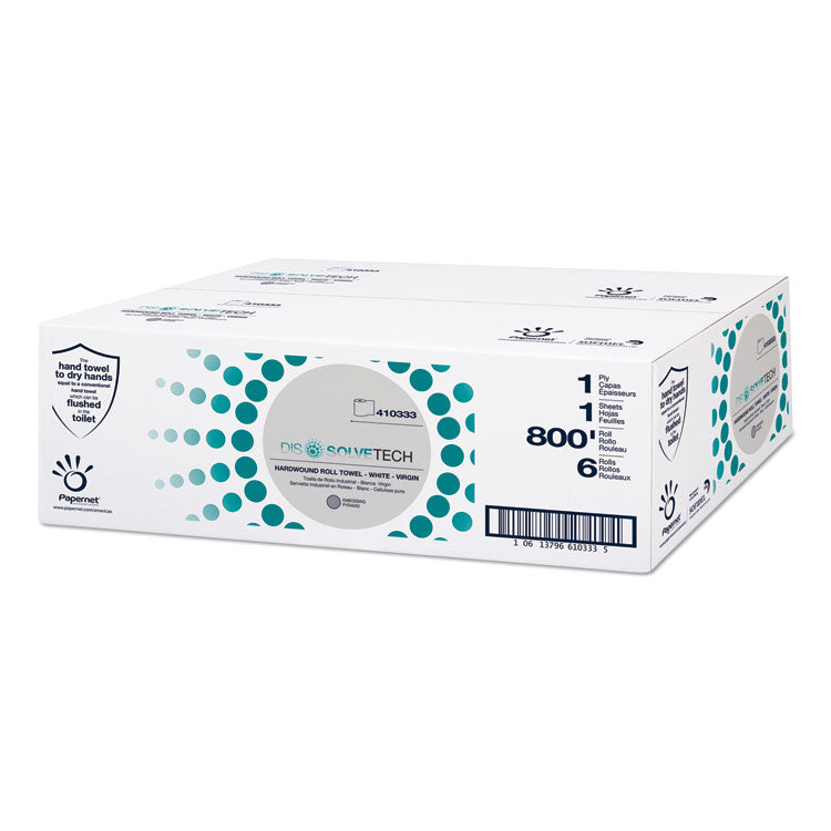 Papernet® DissolveTech Paper Towel, 1-Ply, 7.8" x 800 ft, White, 6 Rolls/Case (SOD410333) Case of 6