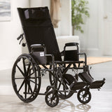 McKesson Reclining Wheelchair Desk Length Arm Swing-Away Elevating Legrest Black Upholstery 18 Inch Seat Width Adult 300 lbs. Weight Capacity (1065290_EA) 1/EA