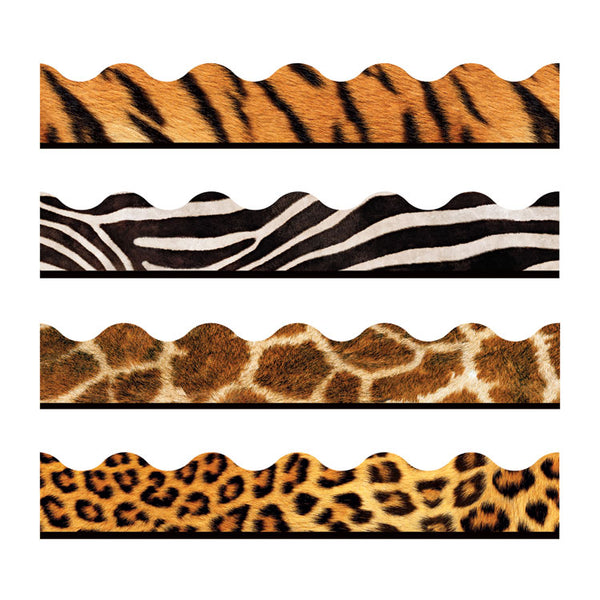 TREND® Terrific Trimmers Print Board Trim, 2.25" x 156 ft, Animal Prints, Assorted Colors/Designs (TEPT92917) Each