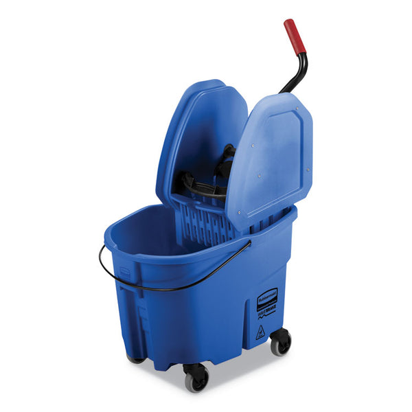 Rubbermaid® Commercial WaveBrake 2.0 Bucket/Wringer Combos, Down-Press, 35 qt, Plastic, Blue (RCPFG757888BLUE)