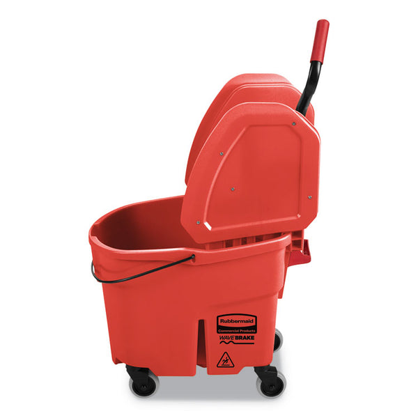 Rubbermaid® Commercial WaveBrake 2.0 Bucket/Wringer Combos, Down-Press, 35 qt, Plastic, Red (RCPFG757888RED)