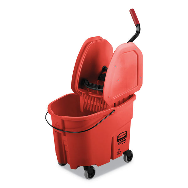 Rubbermaid® Commercial WaveBrake 2.0 Bucket/Wringer Combos, Down-Press, 35 qt, Plastic, Red (RCPFG757888RED)