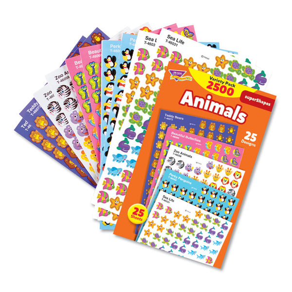 TREND® superSpots and superShapes Sticker Packs, Animal Antics, Assorted Colors, 2,500 Stickers (TEPT46904)