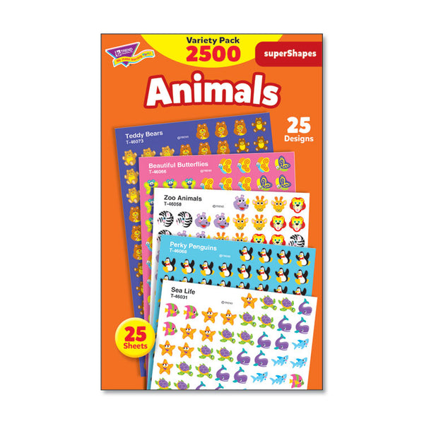 TREND® superSpots and superShapes Sticker Packs, Animal Antics, Assorted Colors, 2,500 Stickers (TEPT46904)