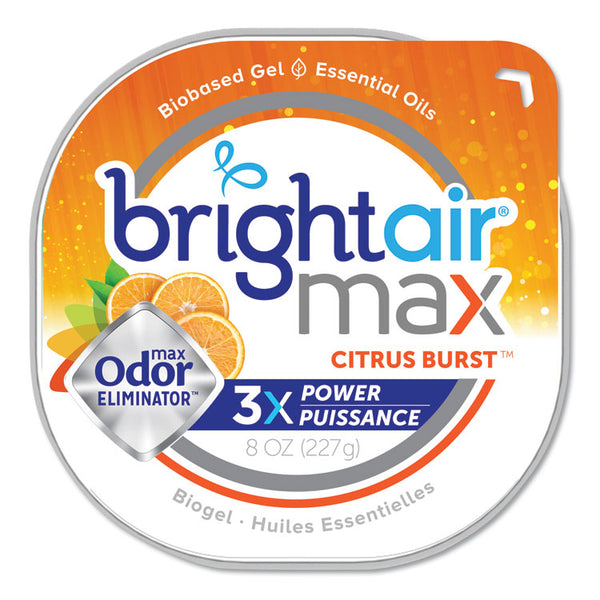 BRIGHT Air® Max Odor Eliminator Air Freshener, Citrus Burst, 8 oz Jar, 6/Carton (BRI900436)