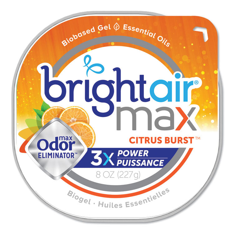 BRIGHT Air® Max Odor Eliminator Air Freshener, Citrus Burst, 8 oz Jar, 6/Carton (BRI900436) Case of 6