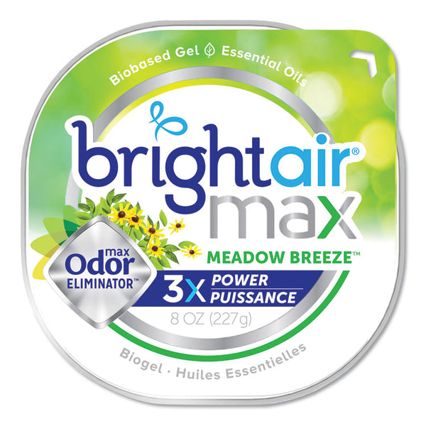 BRIGHT Air® Max Odor Eliminator Air Freshener, Meadow Breeze, 8 oz Jar, 6/Carton (BRI900438)