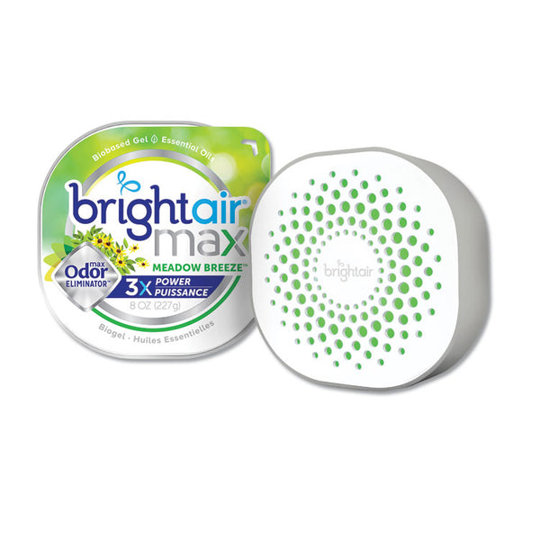 BRIGHT Air® Max Odor Eliminator Air Freshener, Meadow Breeze, 8 oz Jar, 6/Carton (BRI900438)