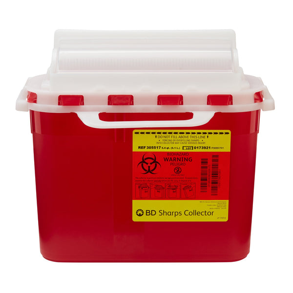 BD™ Sharps Container Red Base 12 H X 12 W X 4-4/5 D Inch Horizontal Entry 1.35 Gallon (371481_CS) 20/CS