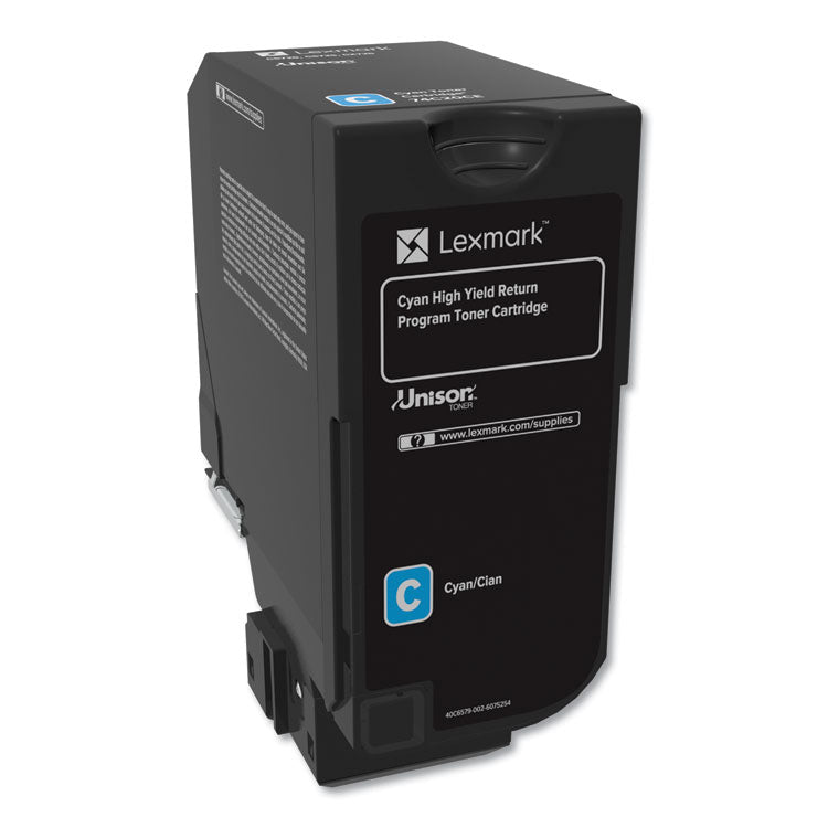 Lexmark™ 74C1HC0 Return Program Unison High-Yield Toner, 12,000 Page-Yield, Cyan (LEX74C1HC0) Each