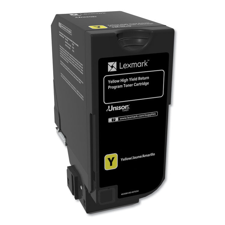 Lexmark™ 74C1HY0 Return Program Unison High-Yield Toner, 12,000 Page-Yield, Yellow (LEX74C1HY0) Each