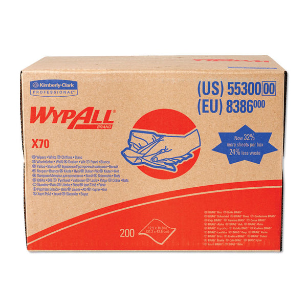 WypAll® X70 Cloths, 12.5 x 16.8, White 200/Carton (KCC55300)