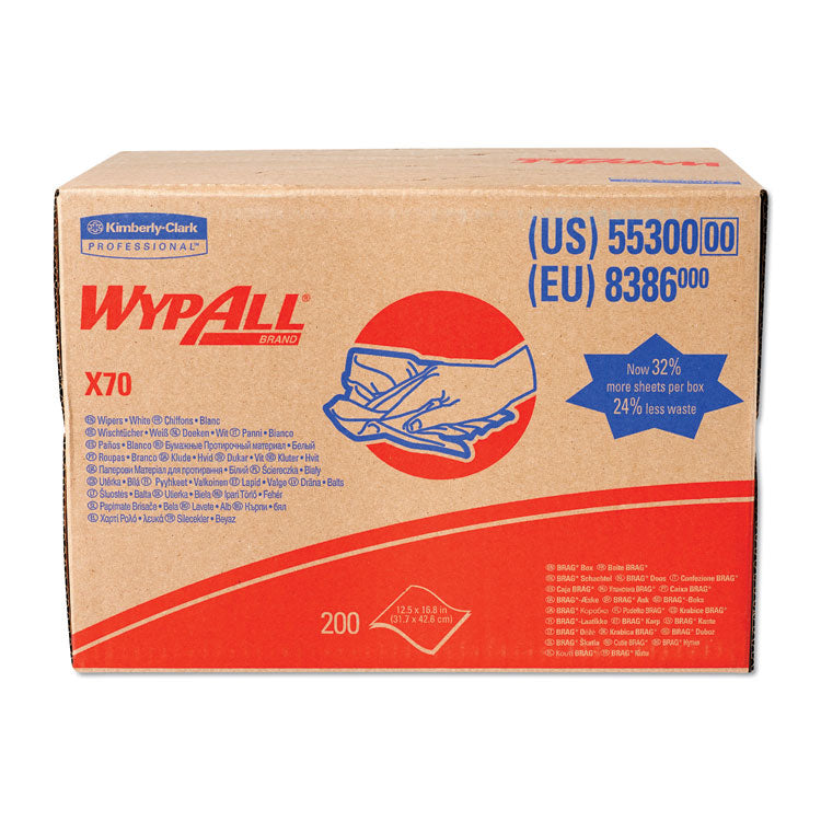 WypAll® X70 Cloths, 12.5 x 16.8, White 200/Carton (KCC55300)