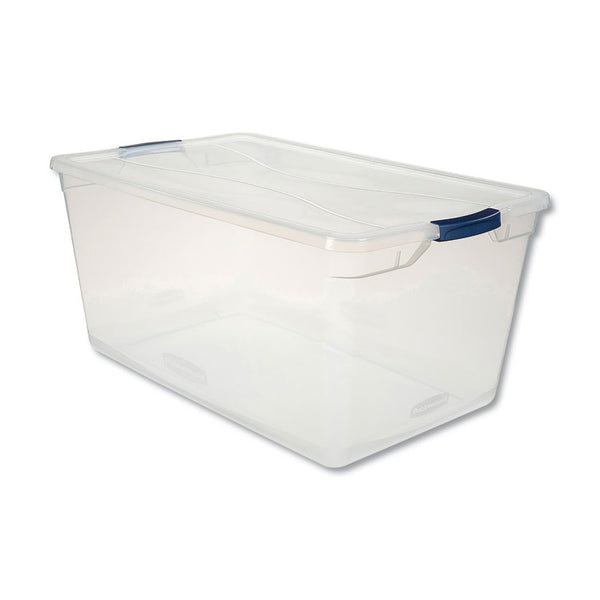 Rubbermaid® Clever Store Basic Latch-Lid Container, 95 qt, 17.75" x 29" x 13.25", Clear (UNXRMCC950001)