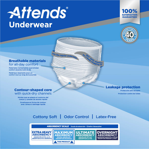 Attends® Unisex Adult Absorbent Underwear Pull On with Tear Away Seams X-Large Disposable Heavy Absorbency (761661_PK) 25/PK