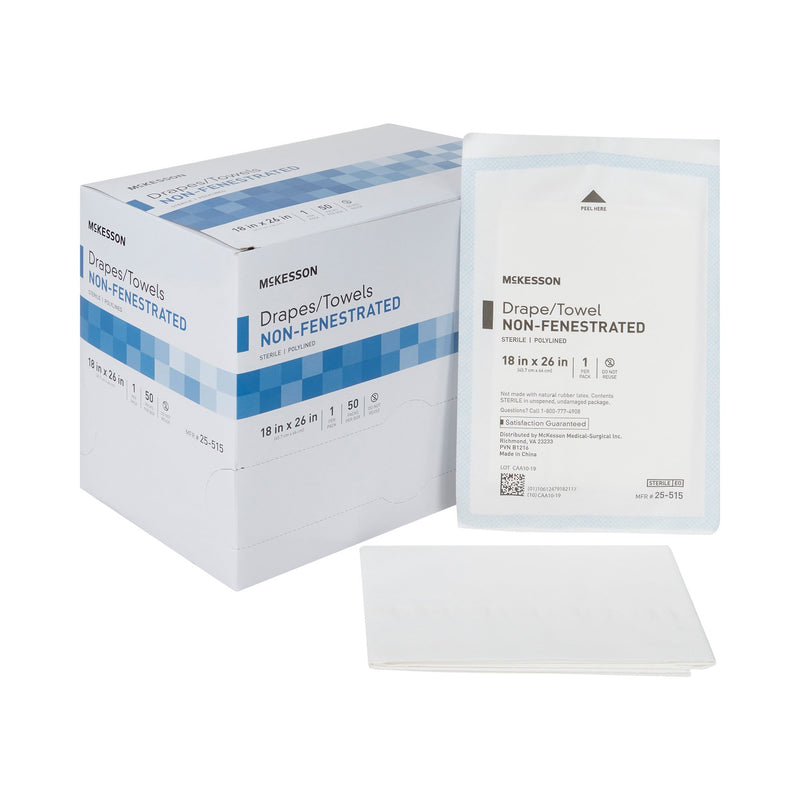 McKesson General Purpose Drape Poly Lined Towel Drape 18 W X 26 L Inch Sterile (68107_CS) 300/CS