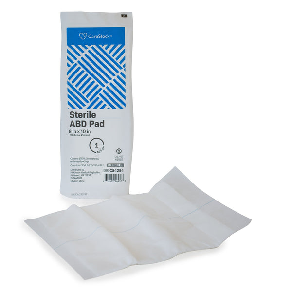 CareStock™ Abdominal Pad 8 X 10 Inch Sterile 1 per Pack (1242222_BX) 24/BX