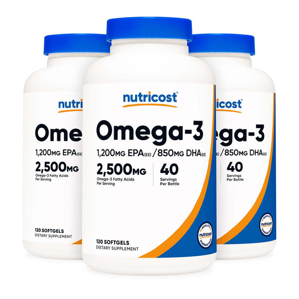 nutricost® Dietary Supplement Omega-3 2,500 mg Strength Softgel 120 Per Bottle (1270246_BT) 1/BT