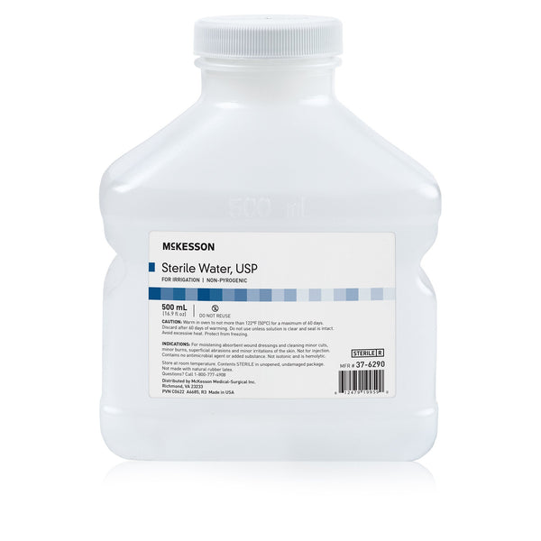 McKesson Irrigation Solution - OTC Sterile Water for Irrigation Not for Injection Bottle, Screw Top 500 mL (733254_CS) 18/CS