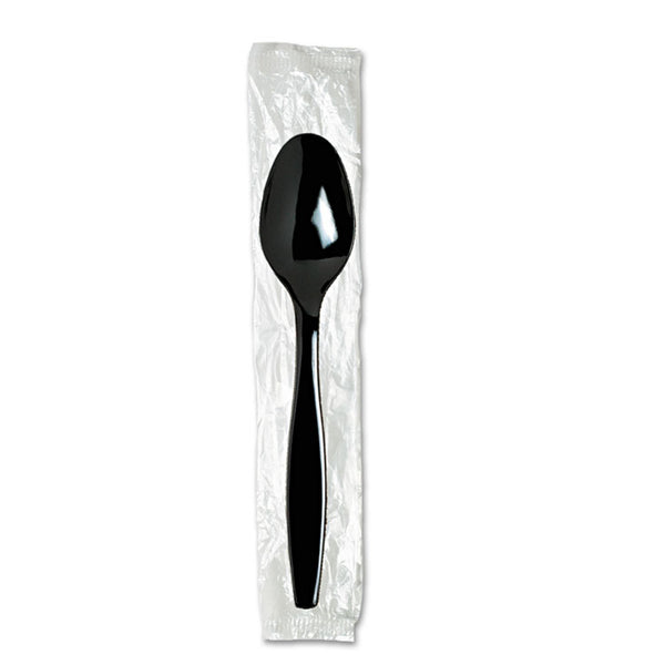 Dixie® Individually Wrapped Heavyweight Teaspoons, Polystyrene, Black 1,000/Carton (DXETH53C7)