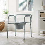 McKesson 3-in-1 Commode Chair Fixed Arms Steel Frame Back Bar 13-1/4 Inch Seat Width 350 lbs. Weight Capacity (1073633_CS) 4/CS