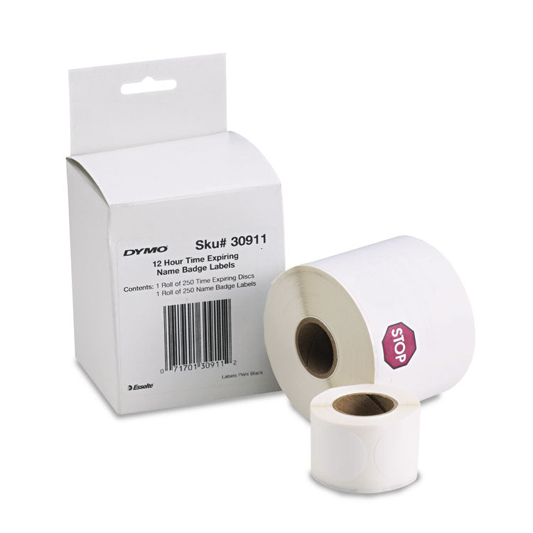 DYMO® Visitor Management Time-Expiring Name Badges, Adhesive, 2.25" x 4", 250 Labels/Box (DYM30911) Box of 250