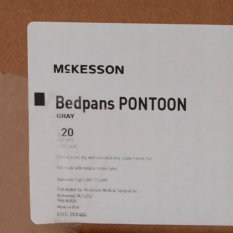 McKesson Pontoon Bedpan Graphite 2 Quart / 1893 mL (1028131_CS) 20/CS