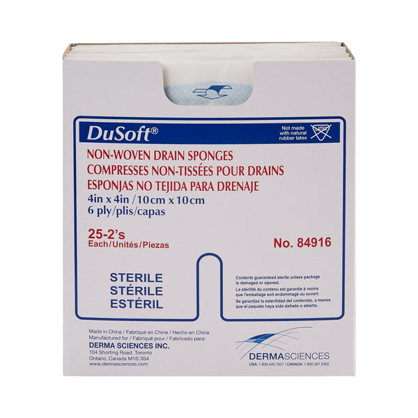 DuSoft® Drain Sponge 4 X 4 Inch 6-Ply Sterile 2 per Pack (645798_CS) 300/CS