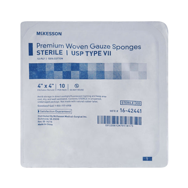 McKesson Gauze Sponge 4 X 4 Inch 12-Ply Sterile 10 per Tray (446028_TR) 10/TR