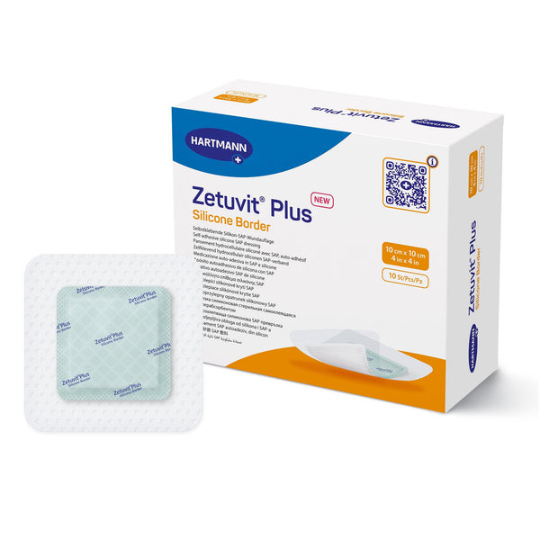 Zetuvit® Plus Silicone Border Super Absorbent Dressing Silicone Adhesive 4 X 4 Inch Square (1242904_EA) 1/EA