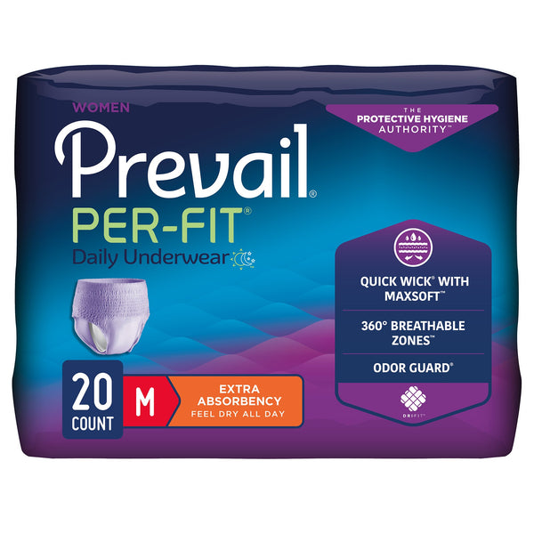 Prevail® Per-Fit® Female Adult Absorbent Underwear Pull On with Tear Away Seams Medium Disposable Moderate Absorbency (881922_CS) 80/CS